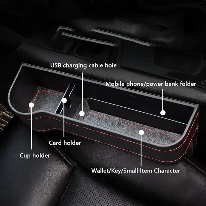 Leather Car Seat Gap Storage Box - Universal Seat Gap Slit Box (Set of 2)