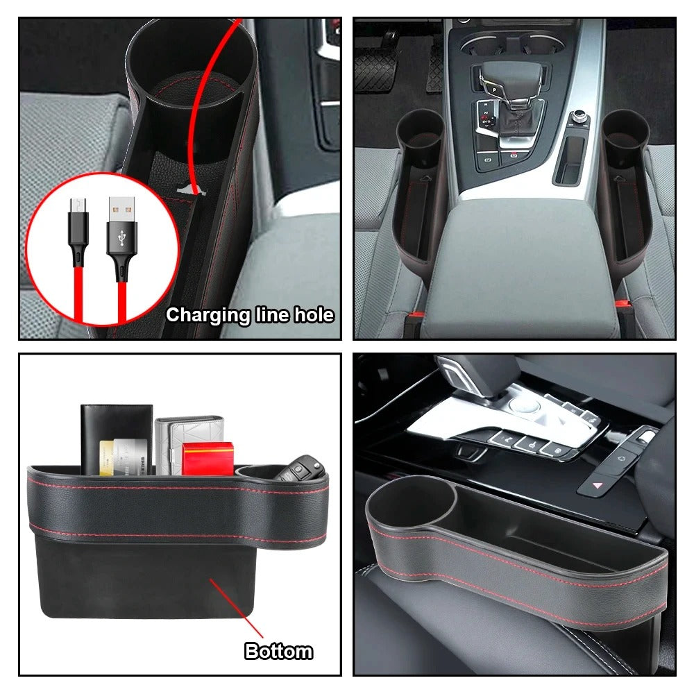 Leather Car Seat Gap Storage Box - Universal Seat Gap Slit Box (Set of 2)