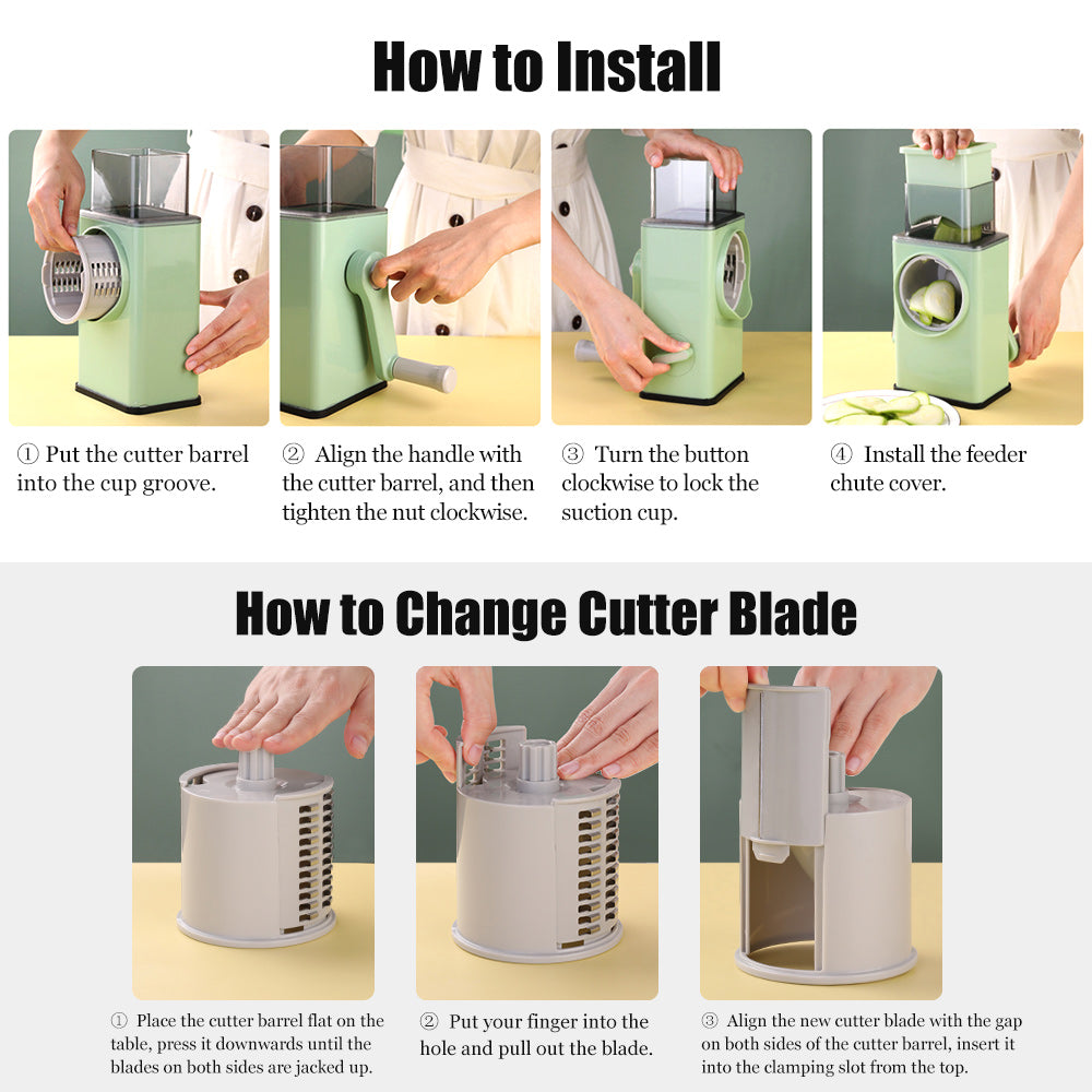 Multifunctional Storm Vegetable Cutter - Manual Rotary Cheese Grater Shredder