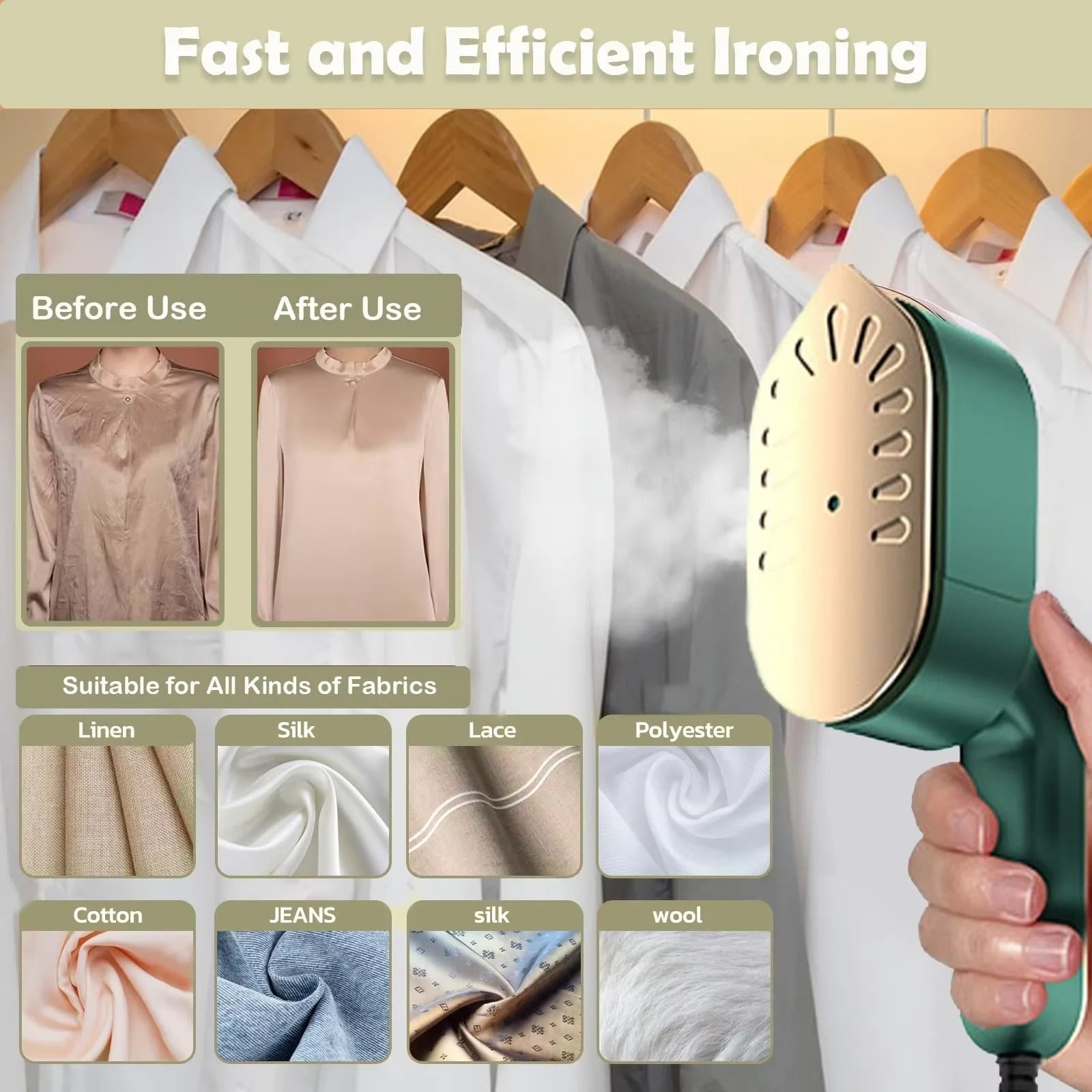 Portable Handheld Steam Iron – 180° Rotating Design for Quick Wrinkle Removal
