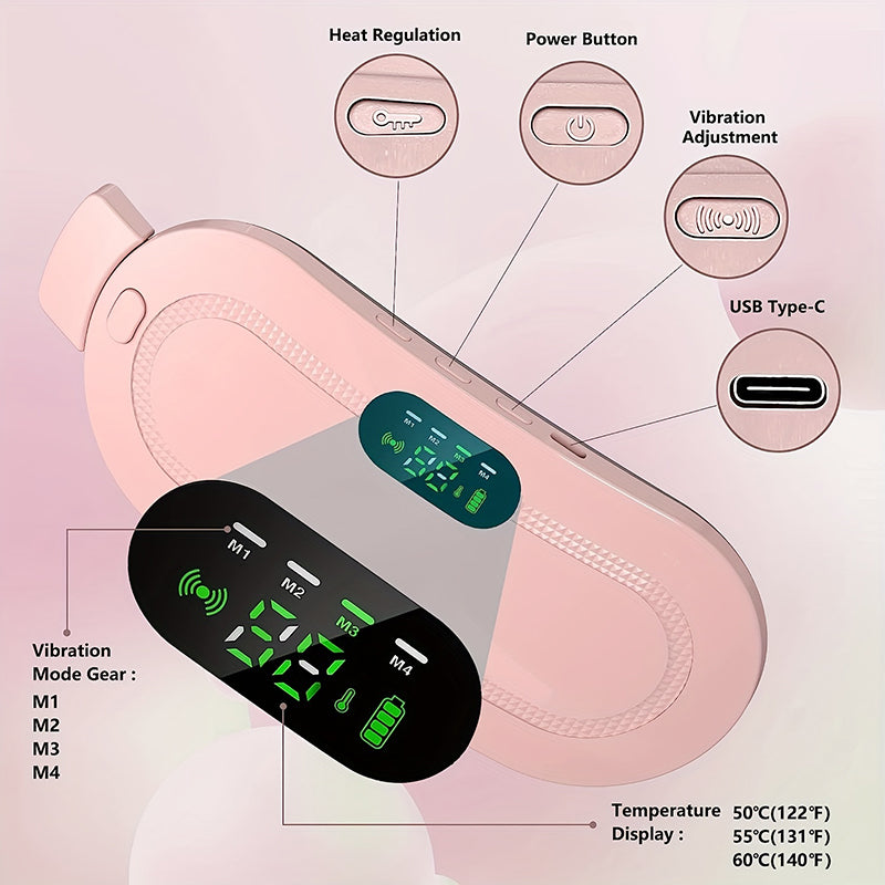 Electric Period Cramp Massager Vibrator Heating Belt For Menstrual Relief Pain