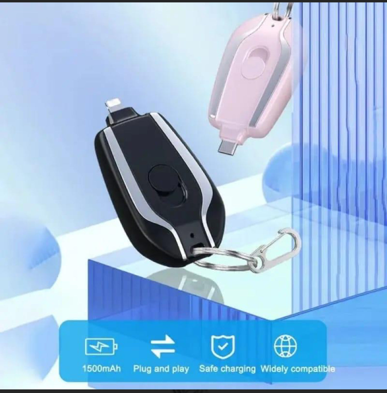 Keychain Portable Charger, Mini Power Emergency Pod Key Ring Cell Phone Charger, Ultra-compact External Fast Charging Power Bank Iphone (random Color)