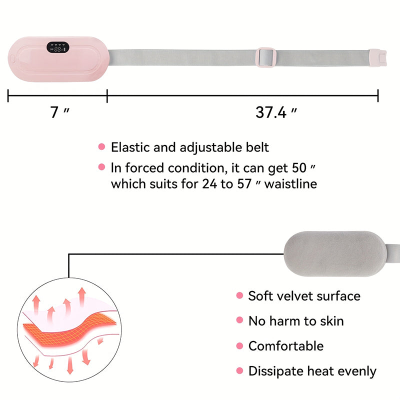 Electric Period Cramp Massager Vibrator Heating Belt For Menstrual Relief Pain