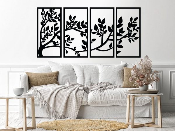 Decorative Tree Wood Wall Art 4 Panels