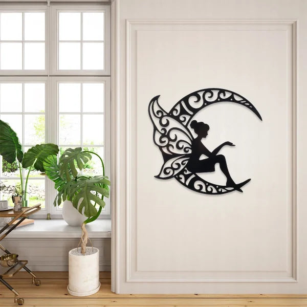 Fairy On Moon Wooden Wall Art