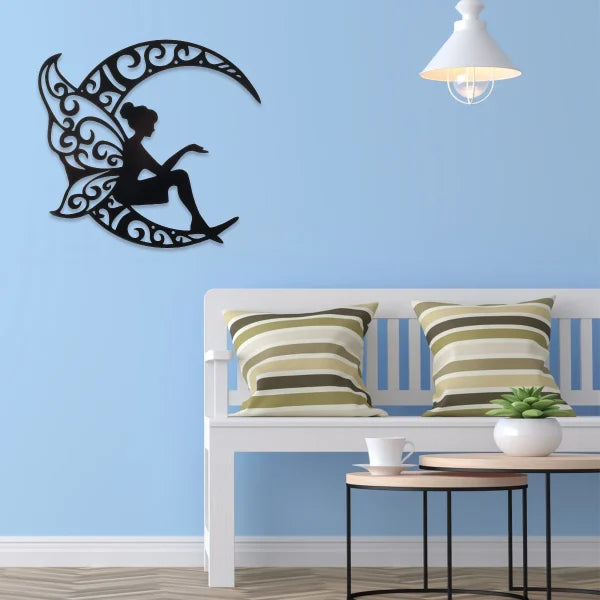 Fairy On Moon Wooden Wall Art