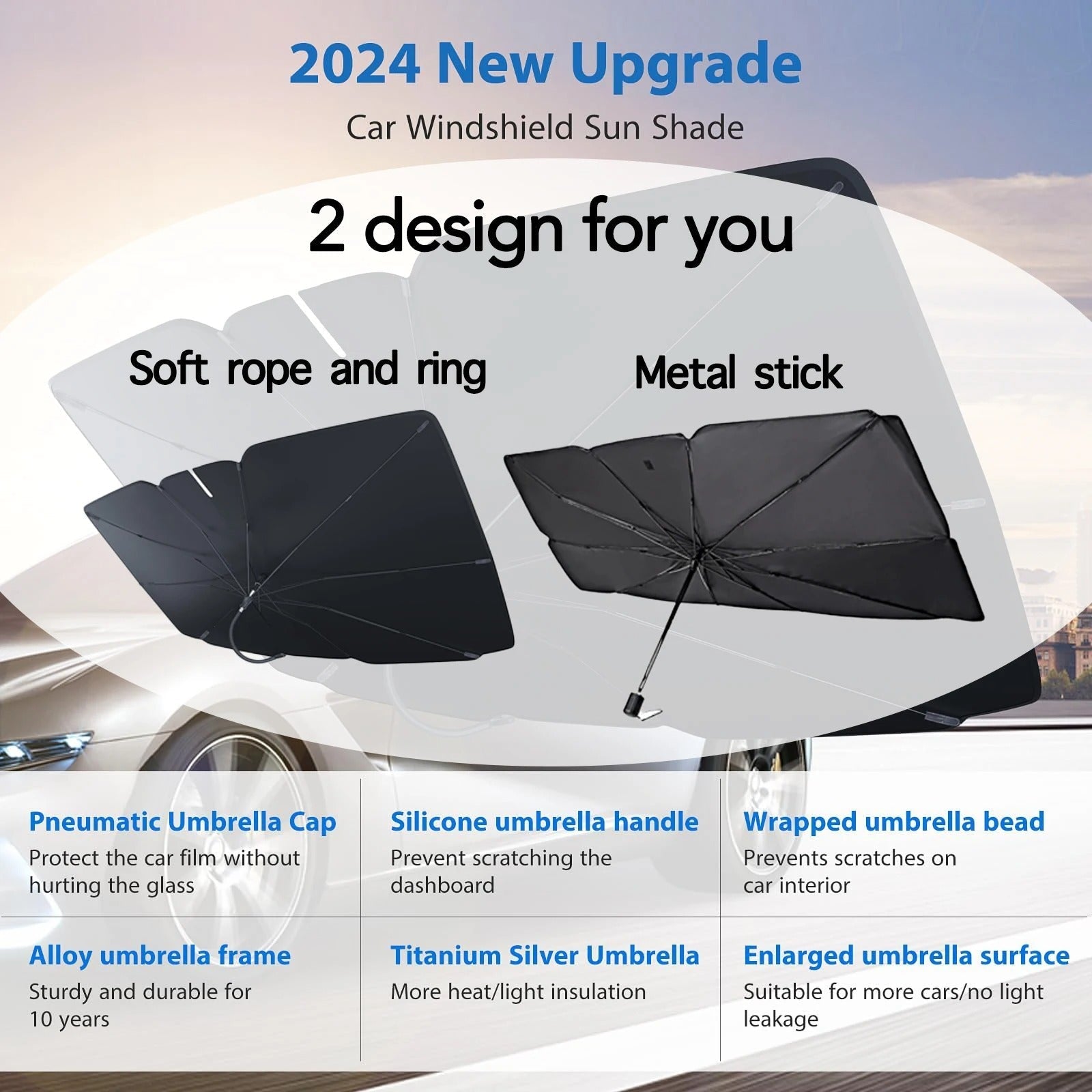 Car Sun Shade Umbrella for Windshield – Foldable Heat & UV Shield Cover